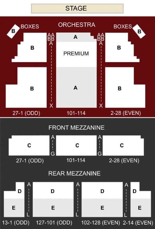 Majestic Theatre Seating Chart