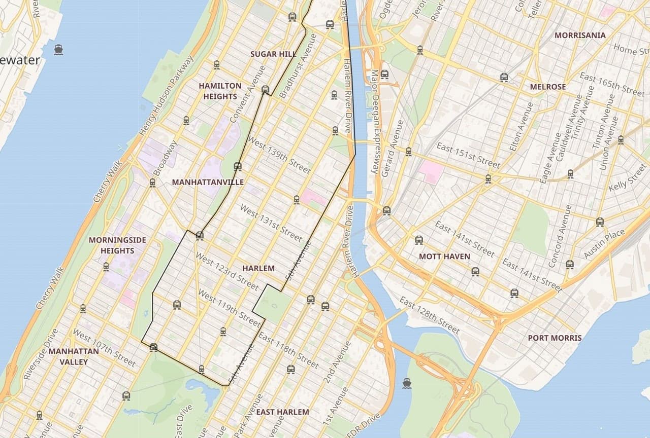 Harlem Neighborhood Map NYC Harlem Neighborhood Map NYC