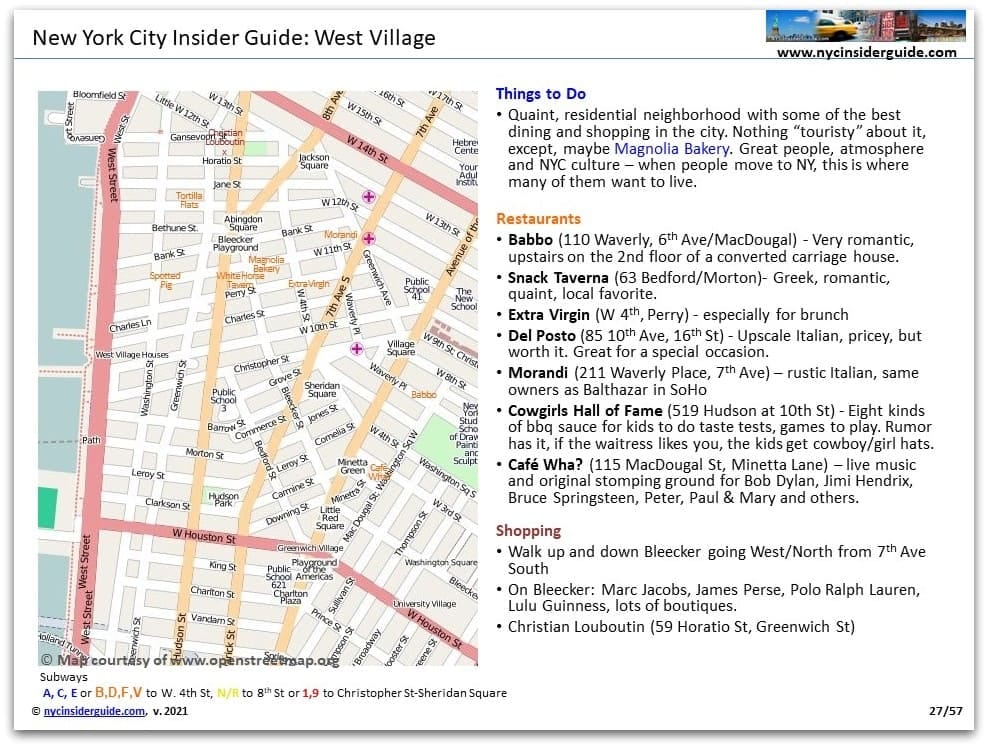 West Village NYC Printable Map West Village NYC Printable Map