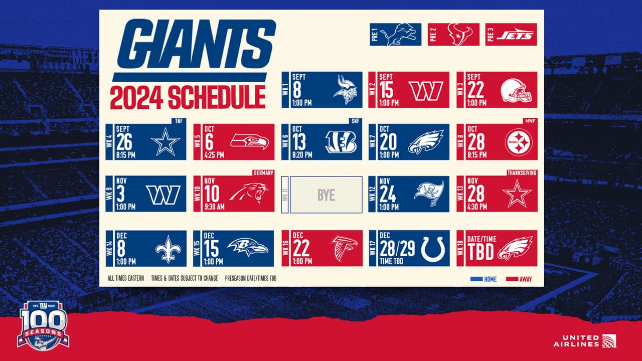 New York Giants Schedule 2024